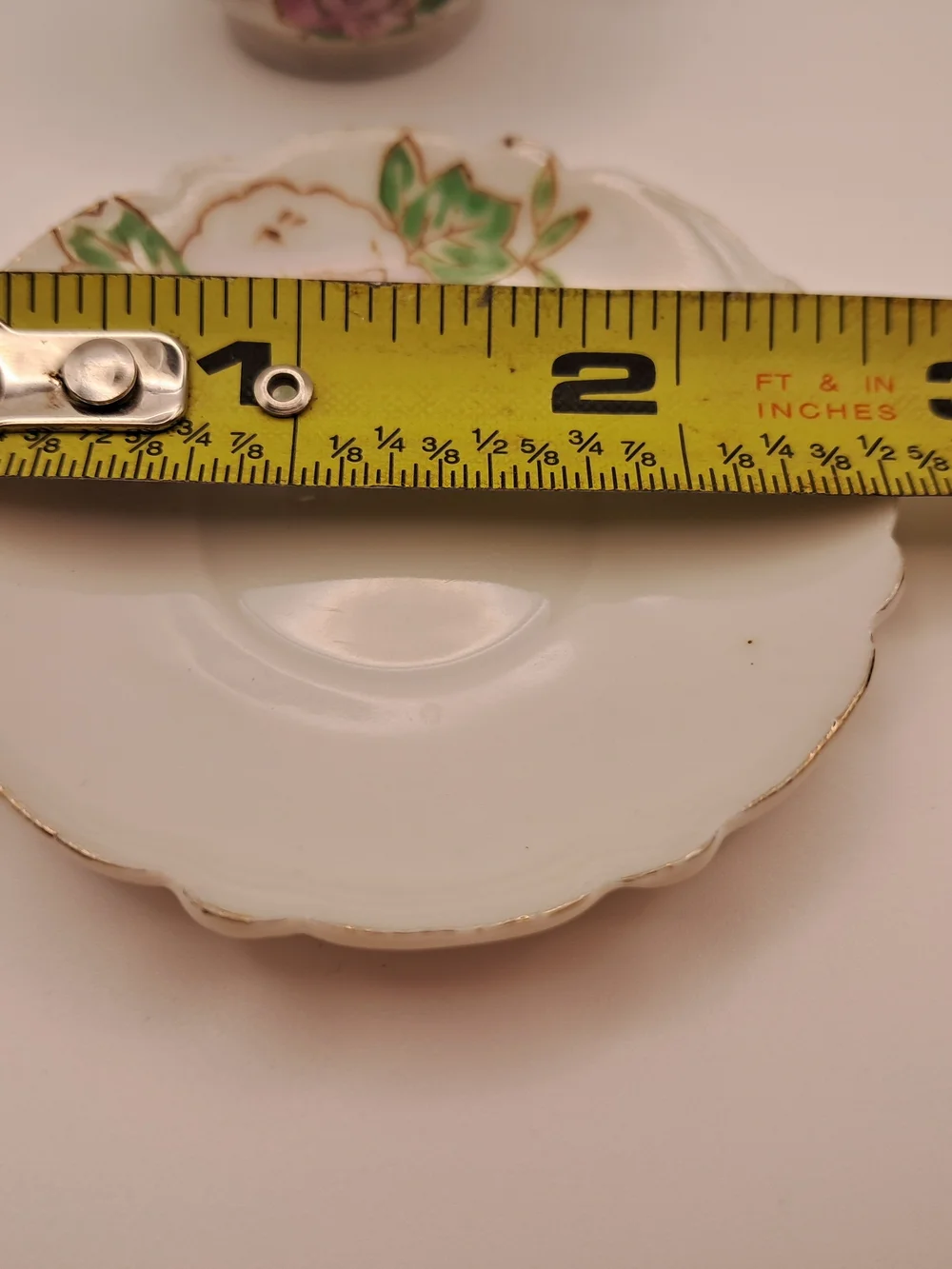 Vintage Miniature Teacup Saucer Set Hand Painted Pink Floral Gold Trim Japan
